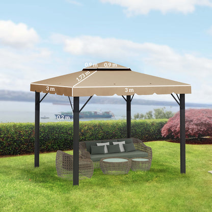 Outsunny Techo De Repuesto Para Cenador 3x3 M Con Doble Techo Caqui_2
