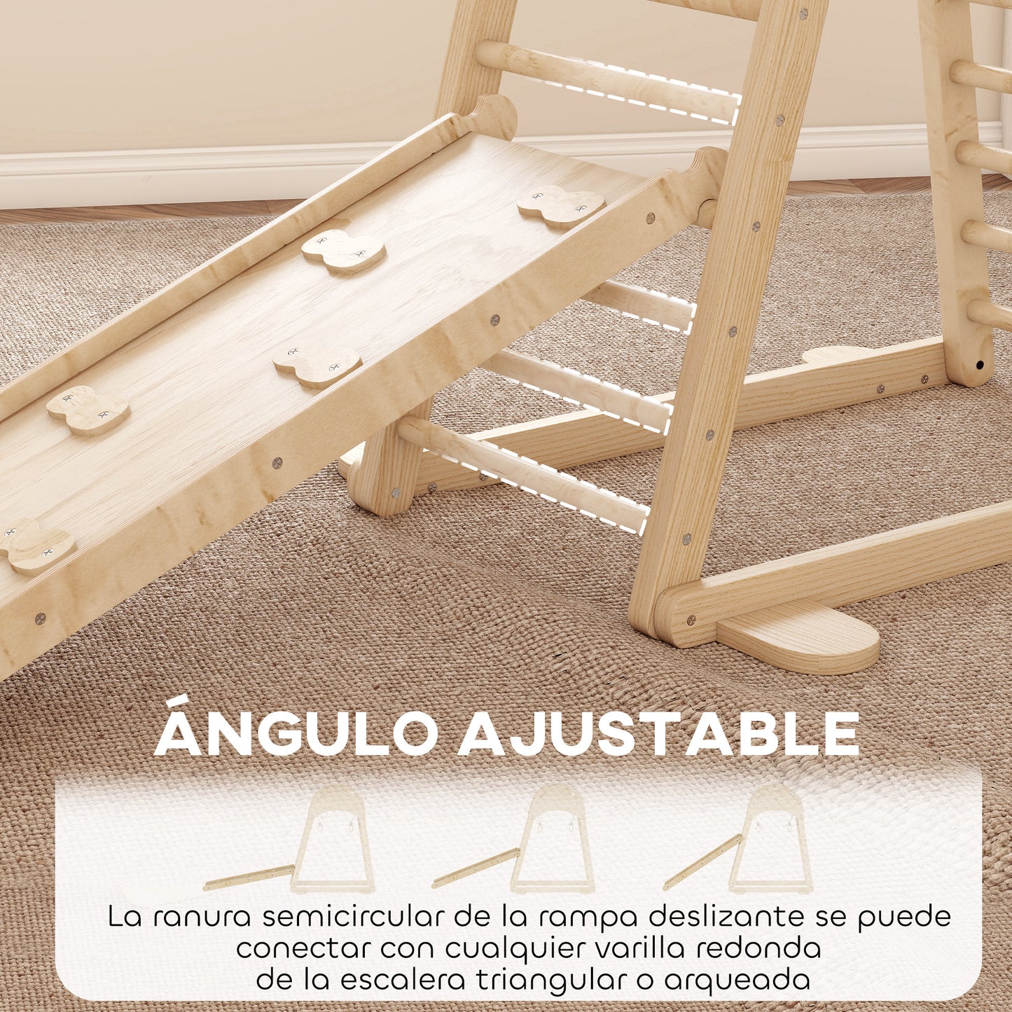 Aiyaplay 6 En 1 Triángulo De Escalada Montessori Con Plataforma Madera Natural_5