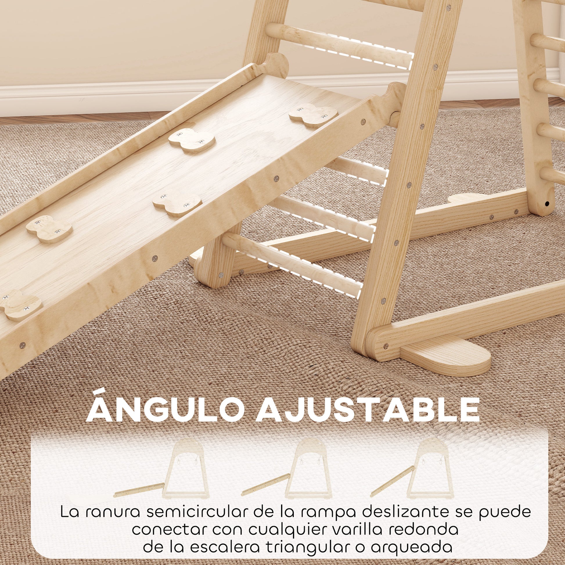 Aiyaplay 6 En 1 Triángulo De Escalada Montessori Con Plataforma Madera Natural_5