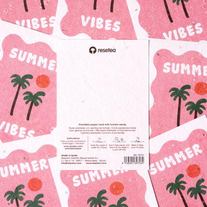 Postal Plantable Summer Vibes Semillas de Tomate | Papel de Algodón Reciclado | Regalo Original - Resetea_3