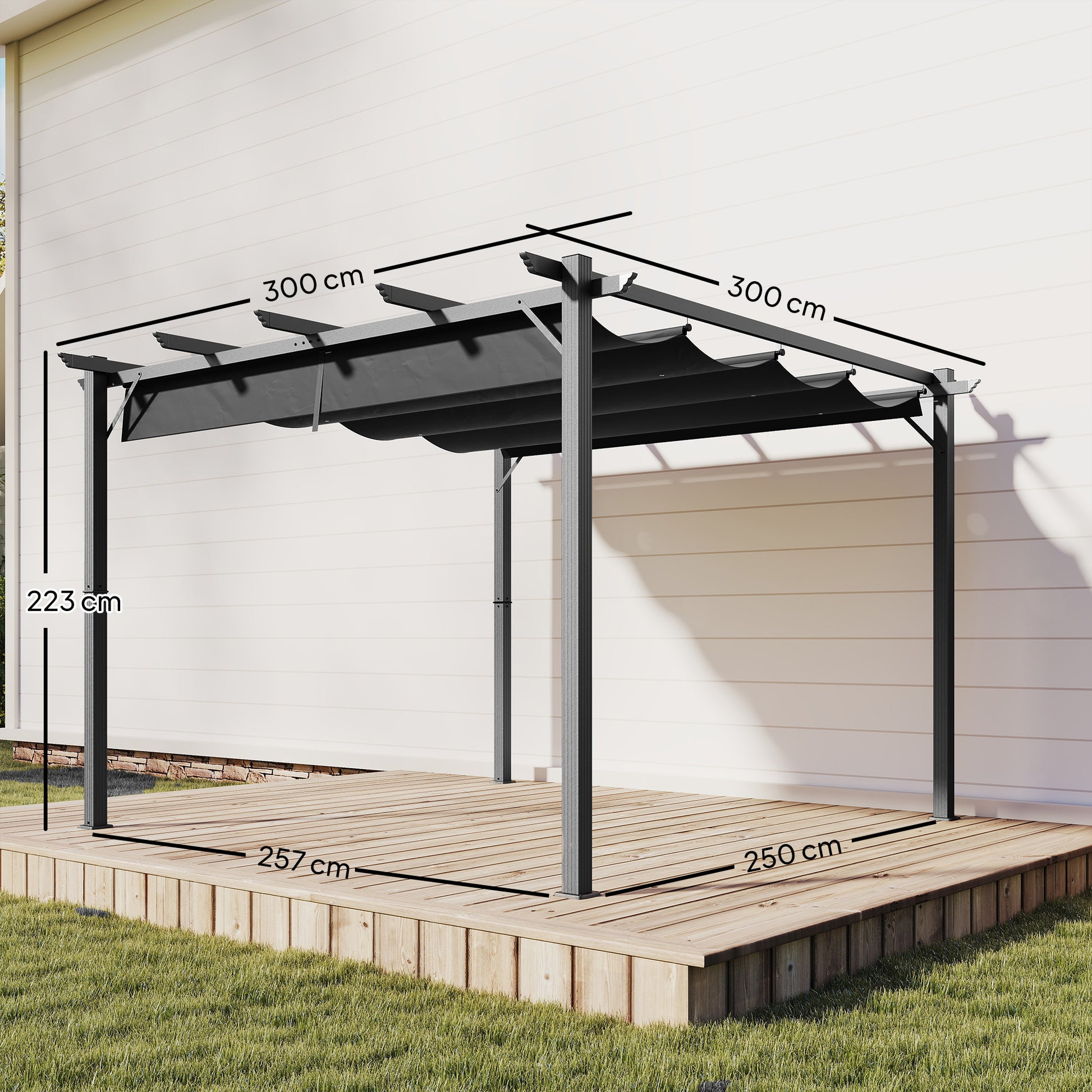 Outsunny Pérgola De Jardín 3x3 M Con Techo Retráctil Upf30+ Marco De Aluminio_2