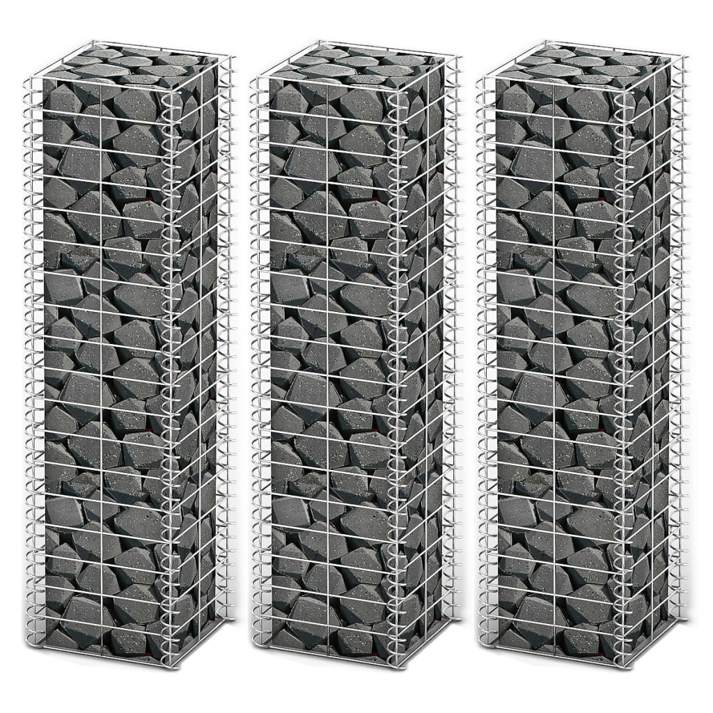 Cestas De Muro De Gaviones Alambre Galvanizado 25x25x100 3 Uds / Vetonek_3