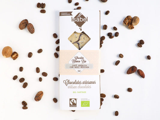 TABLETA BIO CHOCOLATE BLANCO, CAFÉ ARÁBICA Y NUEZ MOSCADA_0