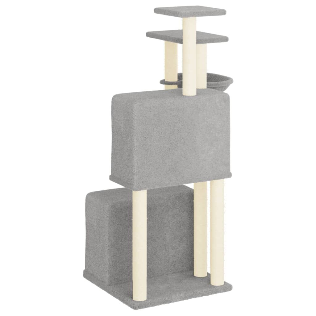Vidaxl Rascador Para Gatos Con Postes De Sisal Gris Claro 122 Cm_4