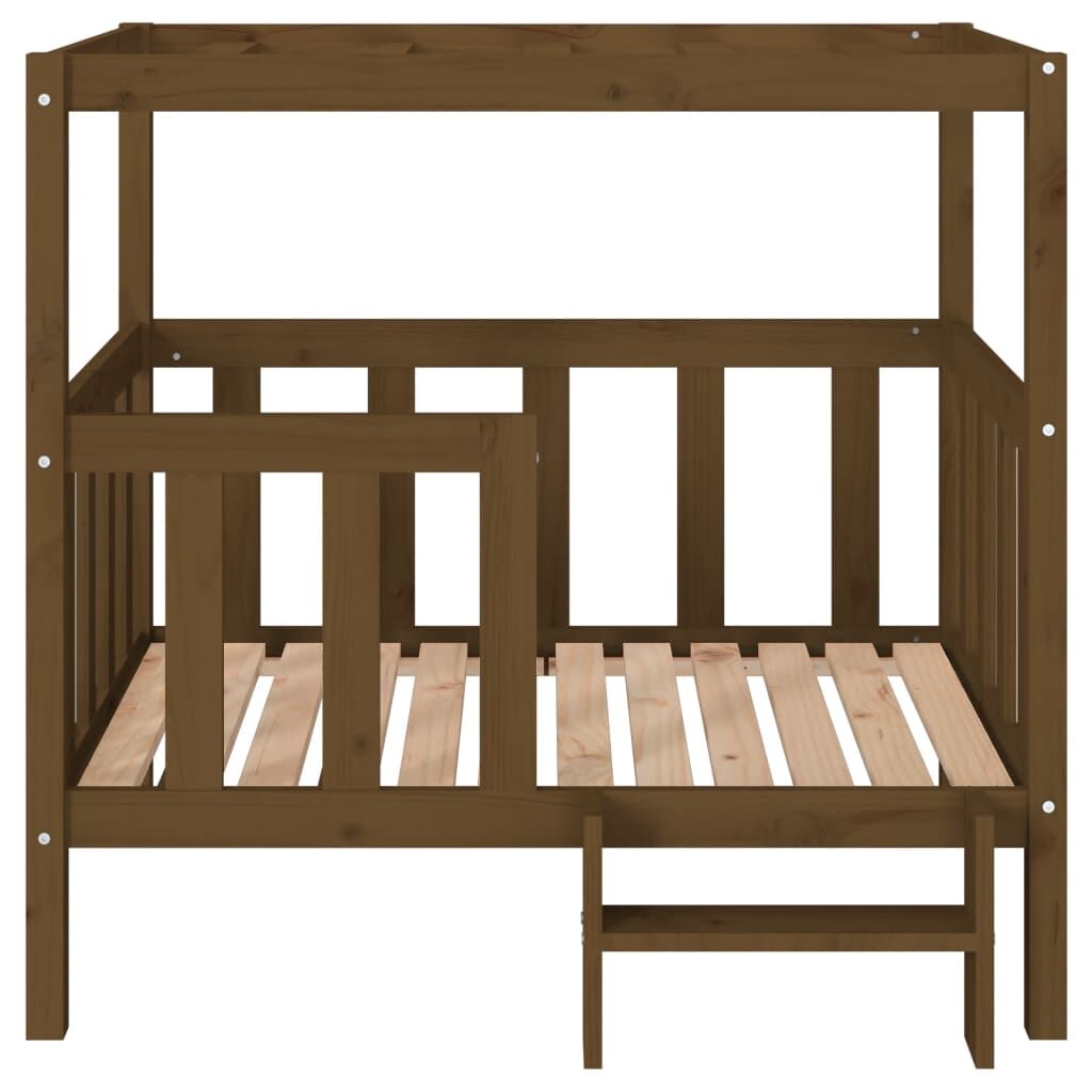 Vidaxl Cama Perros Madera Maciza Pino Marrón Miel 105,5x83,5x100 Cm_4