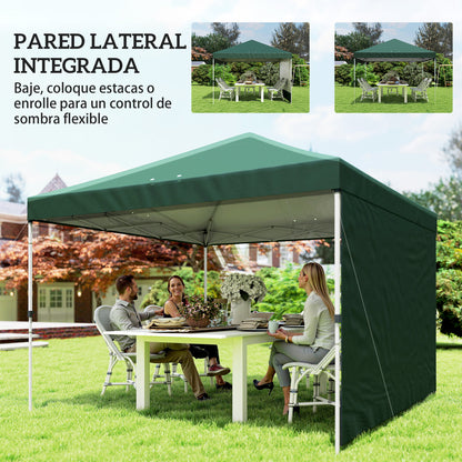 Outsunny Carpa Plegable Pop-up 3x3 M Con Pared Upf50+ Altura Ajustable Verde_5