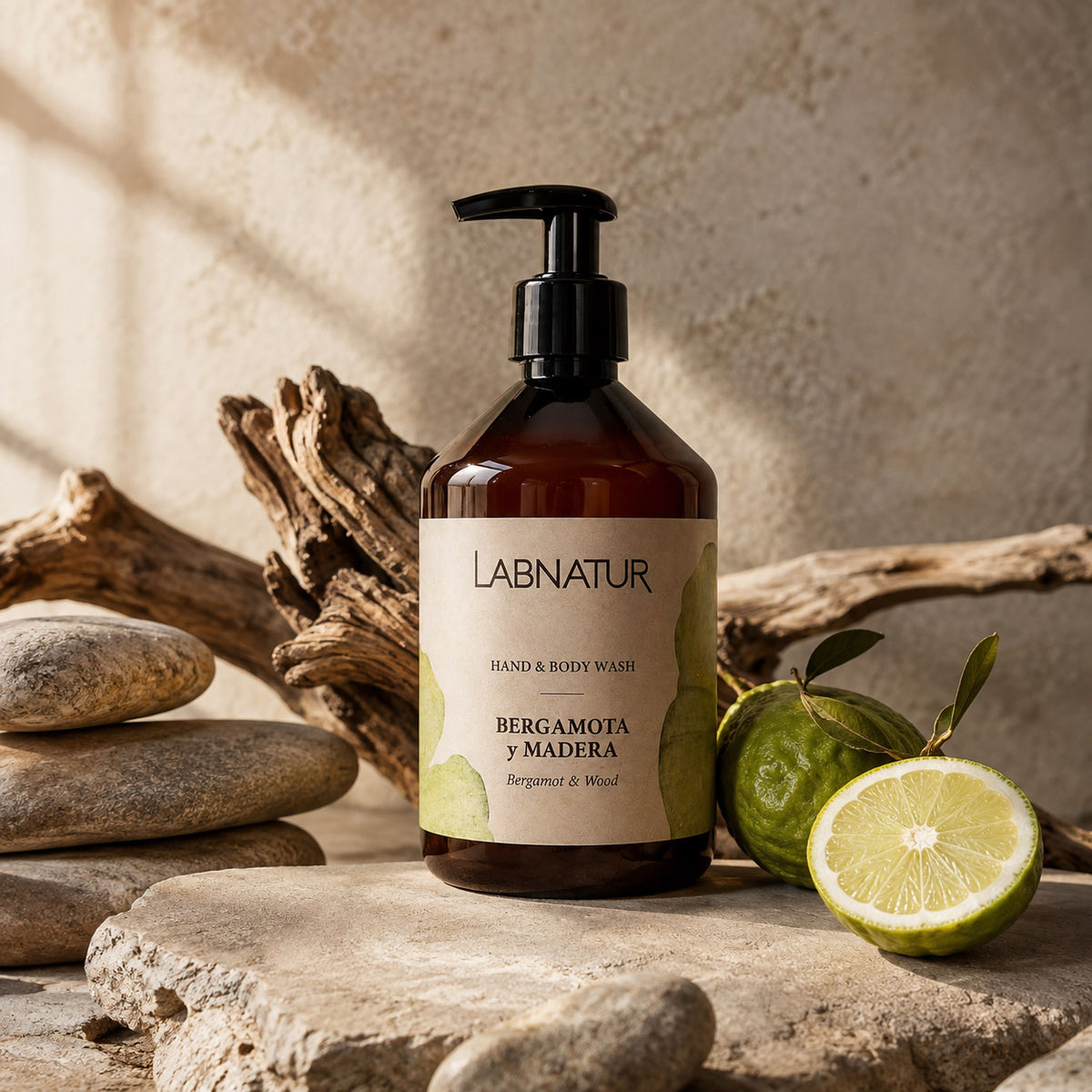 Jabón Manos y Cuerpo Bergamota y Madera Labnatur 500 ml | Aroma Amaderado y Cítrico | Limpieza Suave | Vegano_2