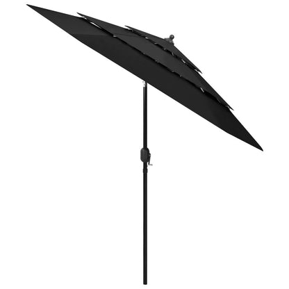 Vidaxl Sombrilla Jardín De 3 Niveles Con Palo De Aluminio Negro 2,5 M_1