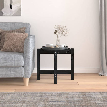 Mesa De Centro De Madera Maciza De Pino Negro Ø52,5x45 Cm_1