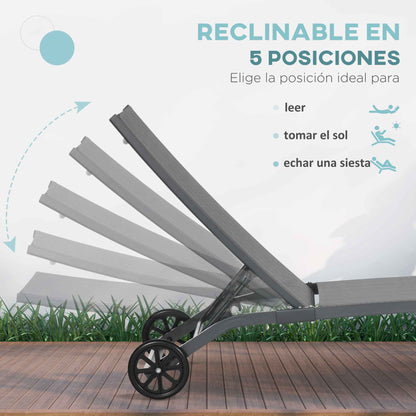 Outsunny Juego De 2 Tumbonas Reclinables De Jardín 165x66x102 Cm Azul Y Gris_4