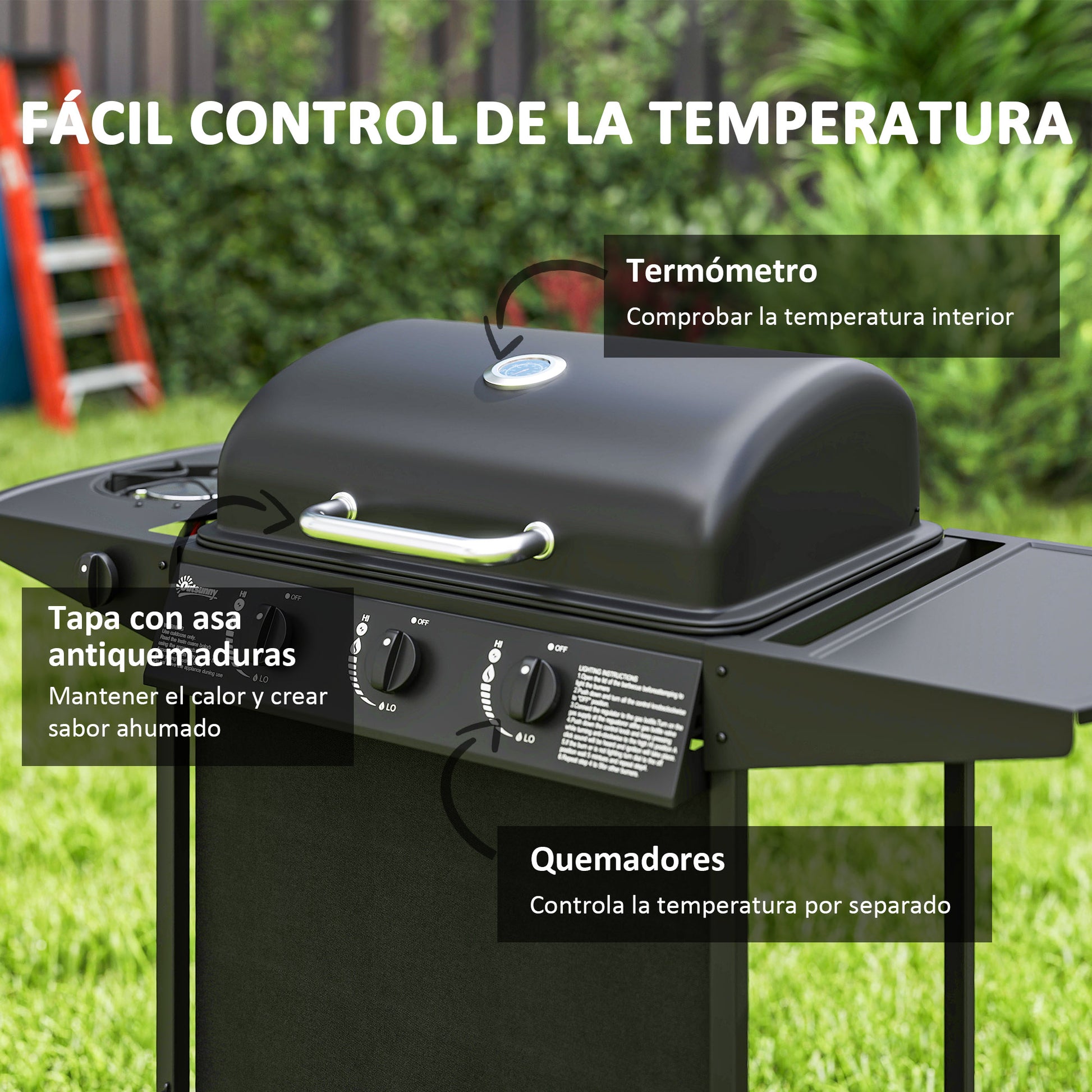 Outsunny Barbacoa De Gas Bbq Gas Con 3+1 Quemadores 9_4