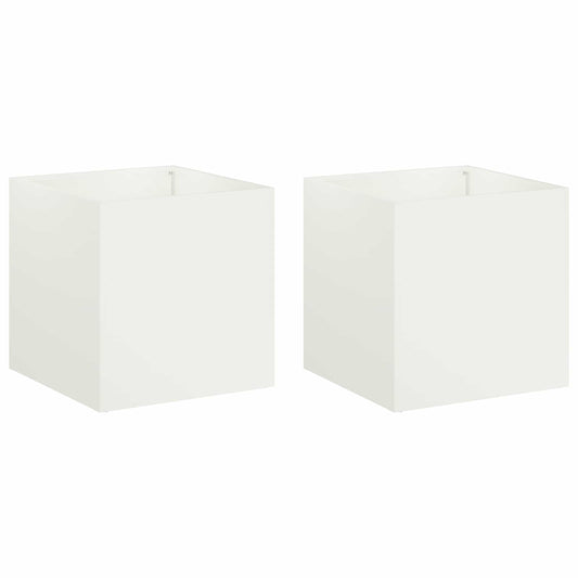 Macetero De Jardín 2 Uds. Blanco 35 X 35 X 35 Cm_0