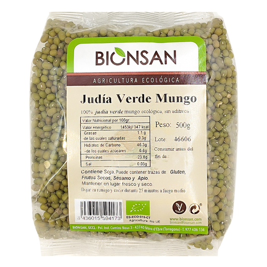 Judía Verde Mungo Ecológica En Grano 500gr