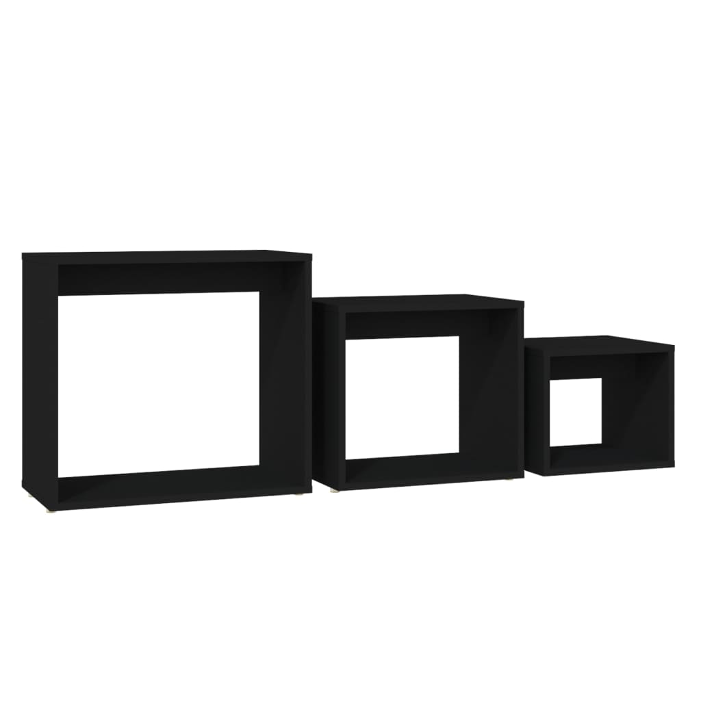 Mesas Apilables 3 Piezas Madera Contrachapada Negro_3
