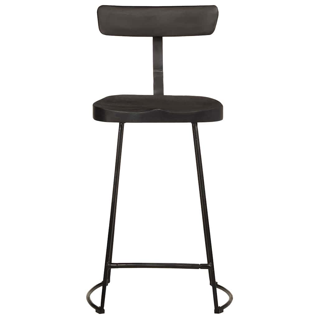 Taburetes De Barra 2 Uds Negro 49x43x88 Cm Madera Maciza Mango_0
