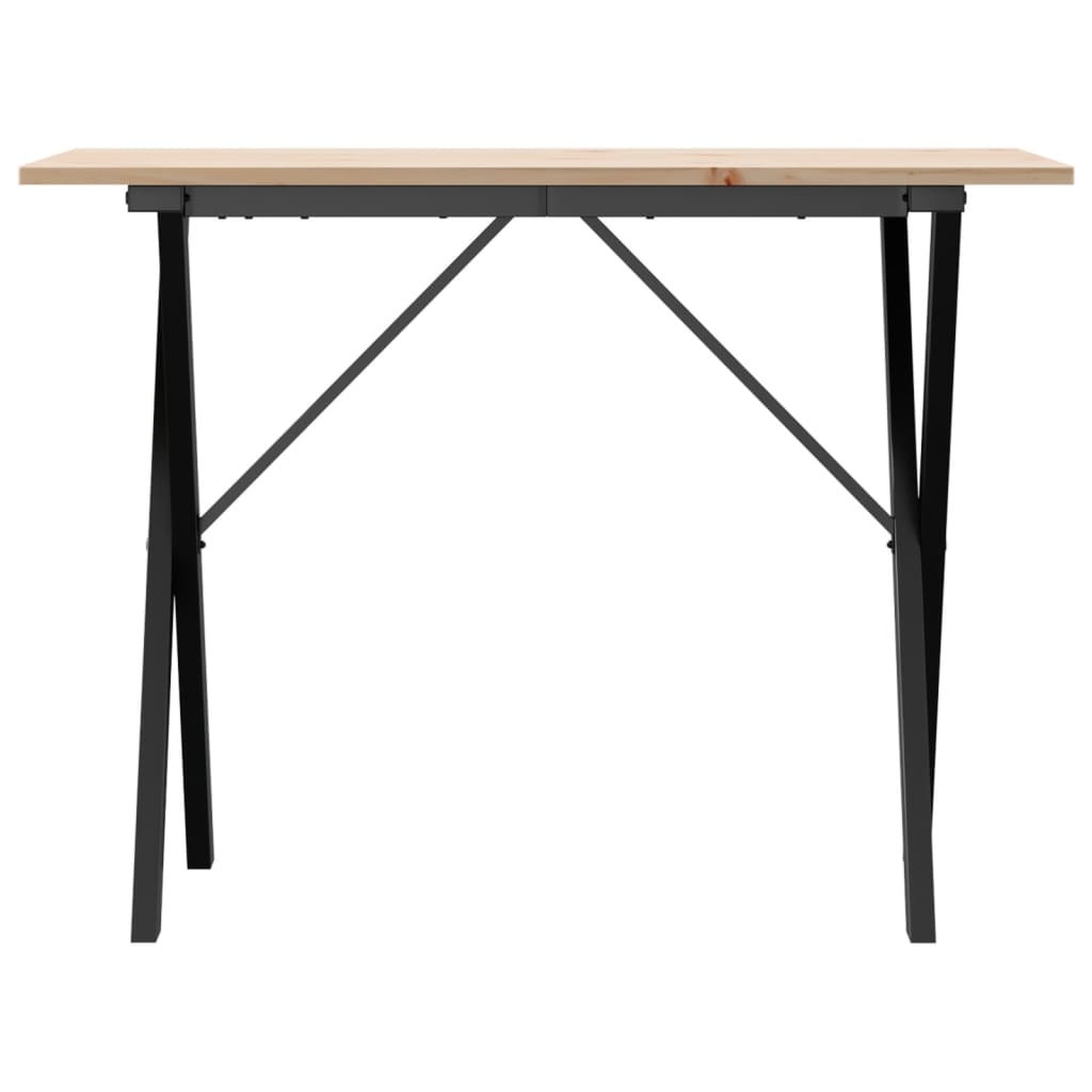Mesa De Comedor Marco X Madera Maciza Pino Y Acero 100x50x75cm_2