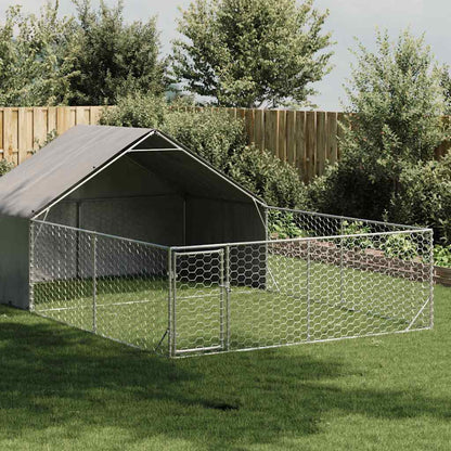 Caseta Perros Exterior Con Corral 6x3x1,9 M Acero Galvanizado_1
