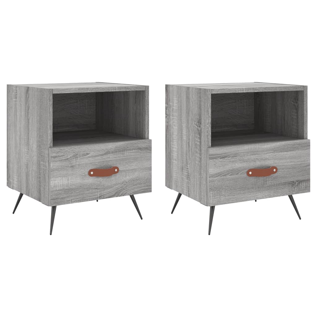 Mesitas Noche 2 Uds Madera Ingeniería Gris Sonoma 40x35x47,5 Cm_0
