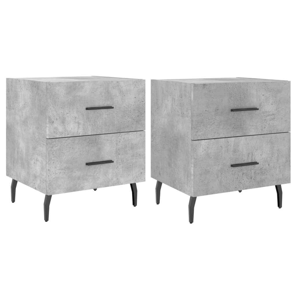 Mesita Noche 2 Uds Madera Ingeniería Gris Hormigón 40x35x47,5cm_0