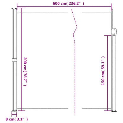 Vidaxl Toldo Lateral Retráctil Terracota 200x600 Cm_2