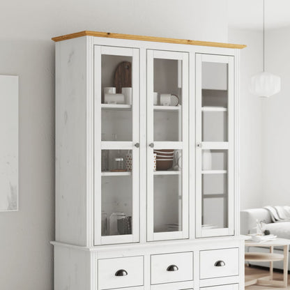 Armario Con Puertas De Vidrio Bodo Madera De Pino Blanco Marrón / Vetonek_4