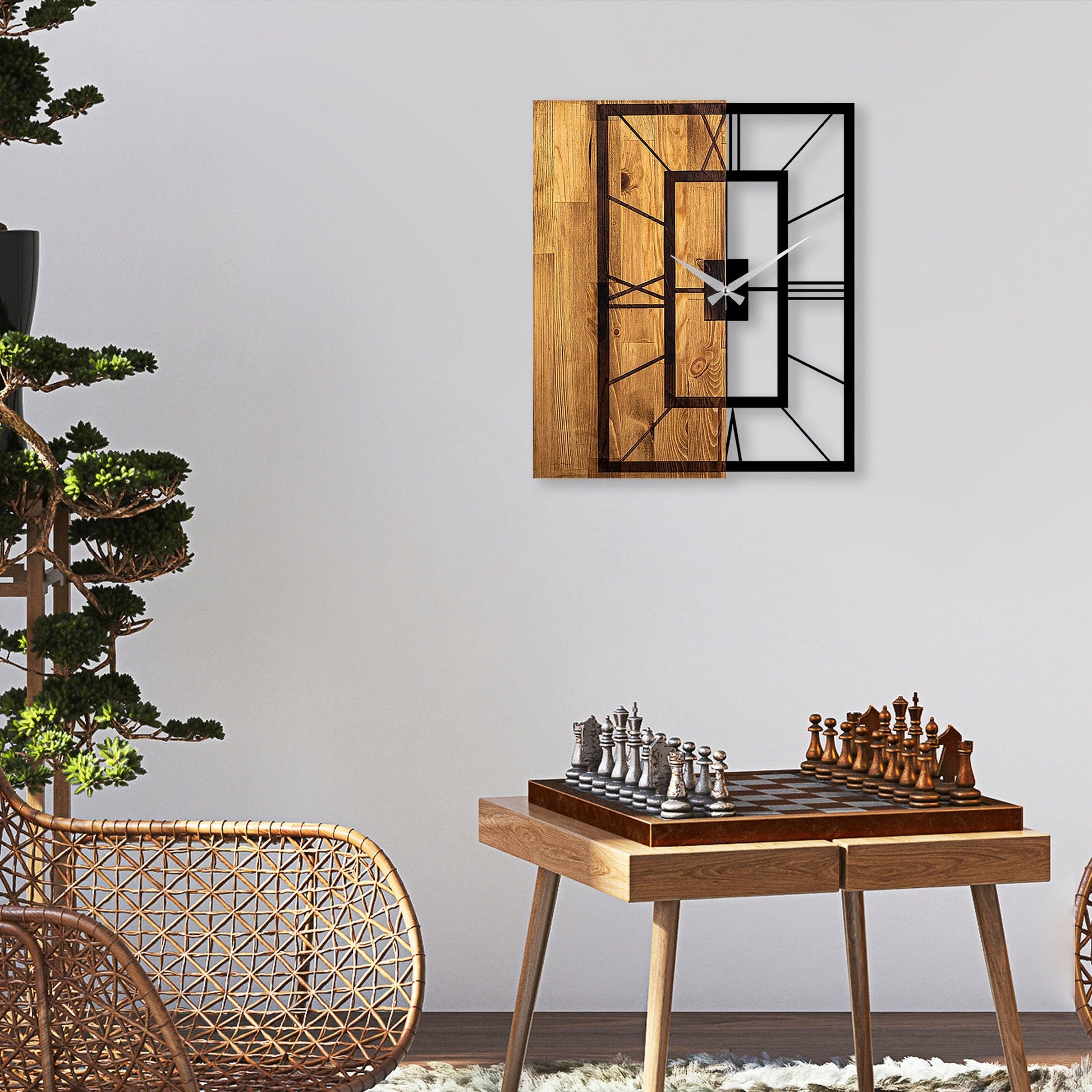 Reloj De Pared Madera Cuadrado