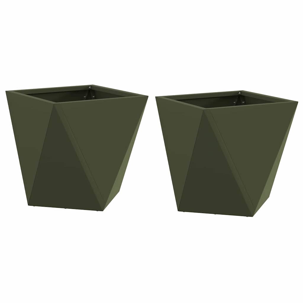 Jardinera 2 Pcs Verde Oliva 30 X 30 X 30 Cm Acero_0