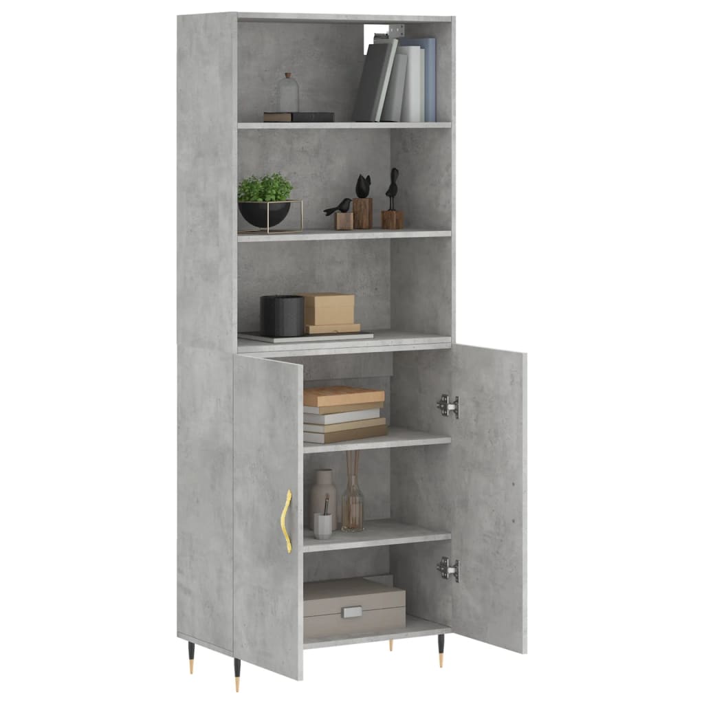 Aparador Alto Madera Contrachapada Gris Hormigón 69,5x34x180 Cm_2