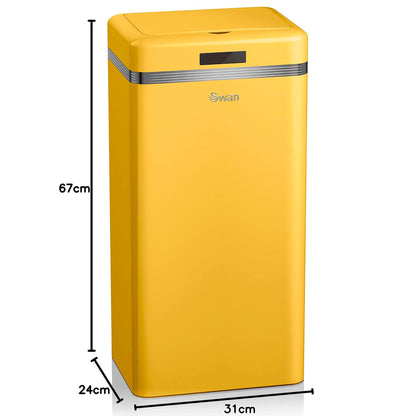 Cubo Basura Cocina Sensor De Apertura Automática, Metálico, Capacidad 45 Litros, Diseño Vintage, Swan, Swka4500yelneu, Amarillo_5
