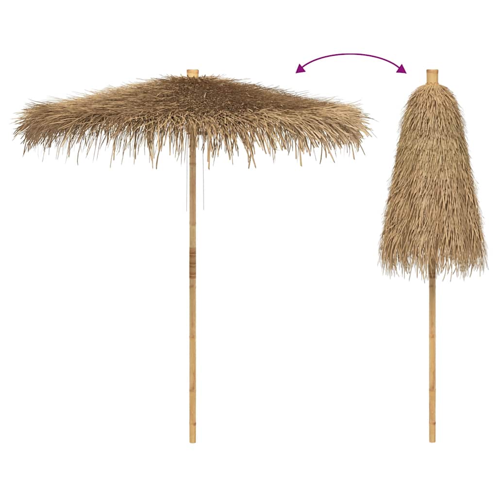 Sombrilla Tiki Con Dosel De Hojas De Plátano De 240 Cm De Bambú_4