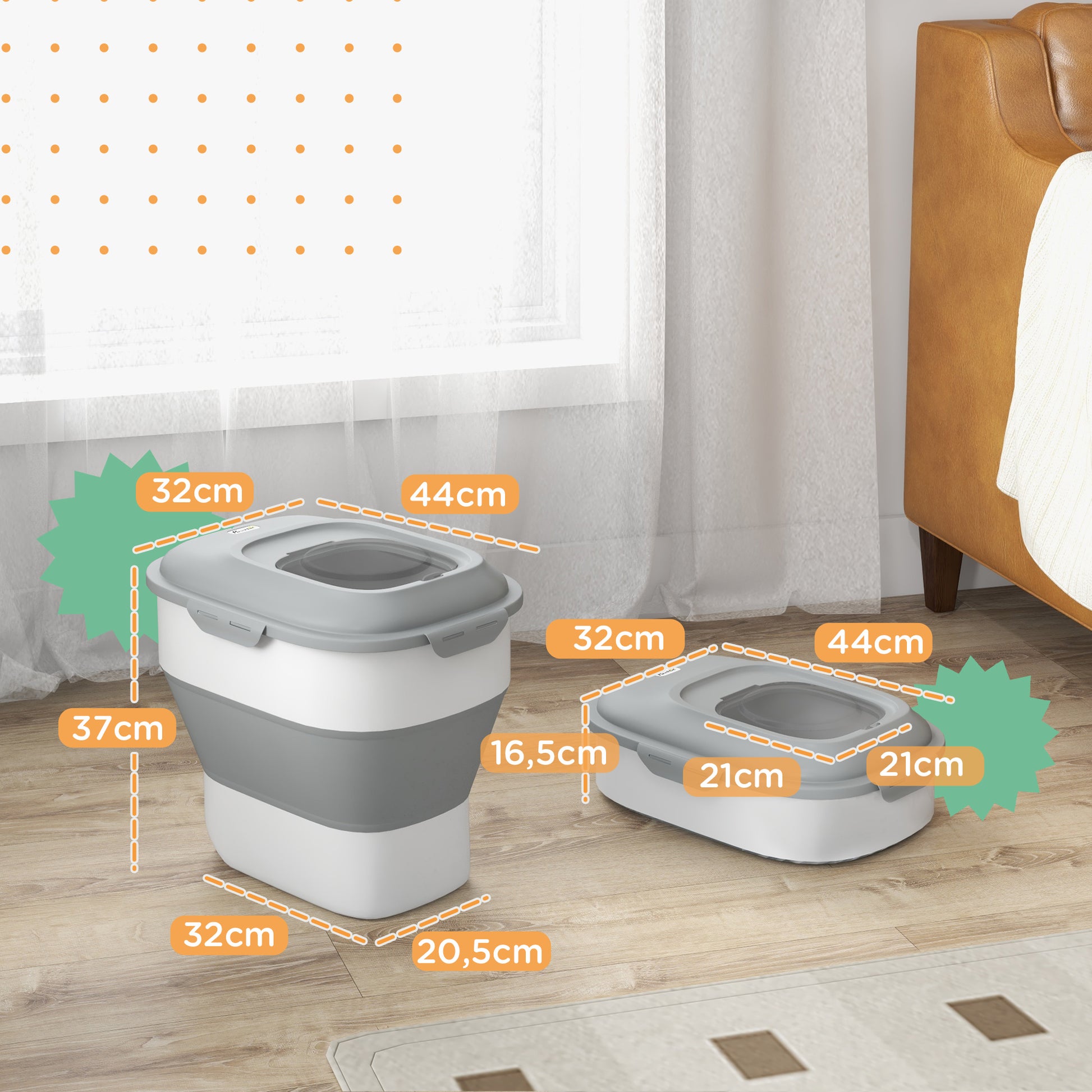 Pawhut Contenedor De Pienso Plegable 25l Con Taza Medidora Cuenco Plegable_2