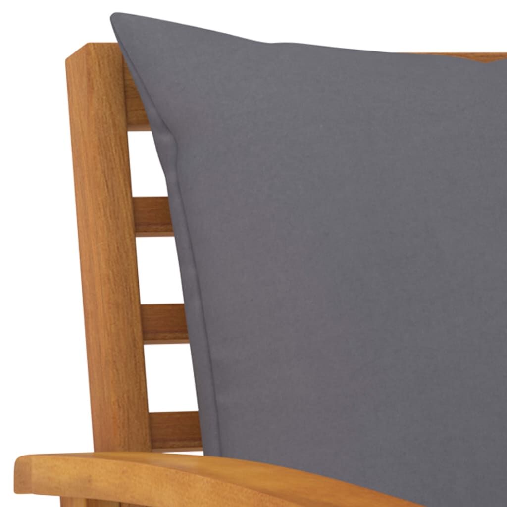 Vidaxl Banco De Jardín 120 Cm Cojines Gris Oscuro Madera Acacia Maciza_4