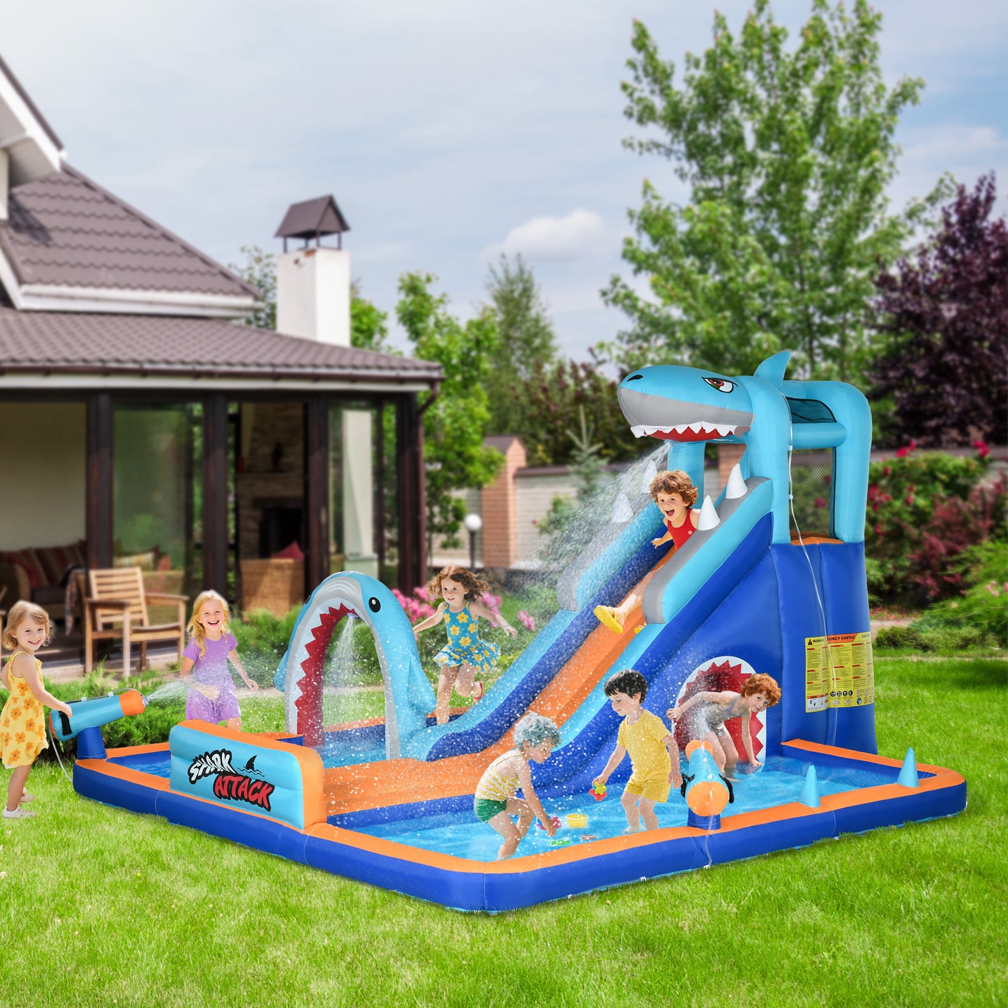 Outsunny Castillo Hinchable Infantil 6 En 1 Con Tobogán 440x350x240 Cm Multi_1