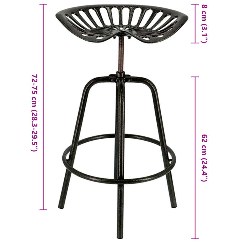 Esschert Design Taburete Con Forma De Asiento De Tractor Negro_1
