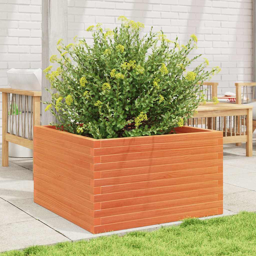 Jardinera Madera Maciza De Pino Marrón Cera 80x80x46 Cm_2