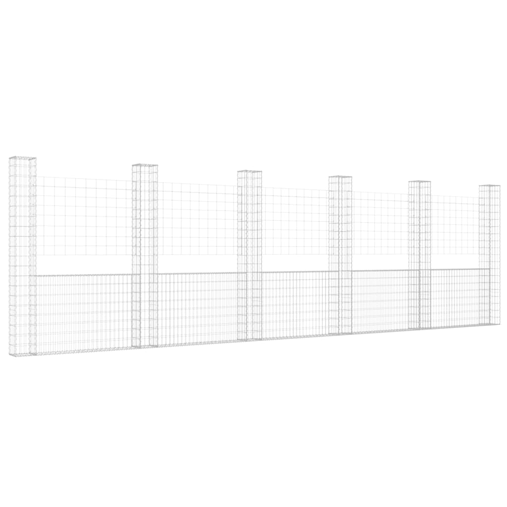 Cesta De Gaviones Forma De U 6 Postes De Hierro 620x20x200 Cm / Vetonek_1