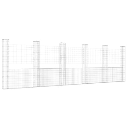 Cesta De Gaviones Forma De U 6 Postes De Hierro 620x20x200 Cm / Vetonek_1