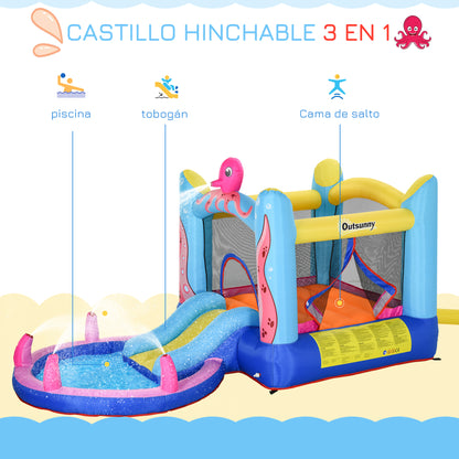 Outsunny Castillo Hinchable Para Niños Con Piscina 360x175x180 Cm Multicolor_3