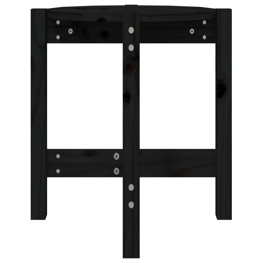 Mesa De Centro De Madera Maciza De Pino Negro Ø42,5x45 Cm_3