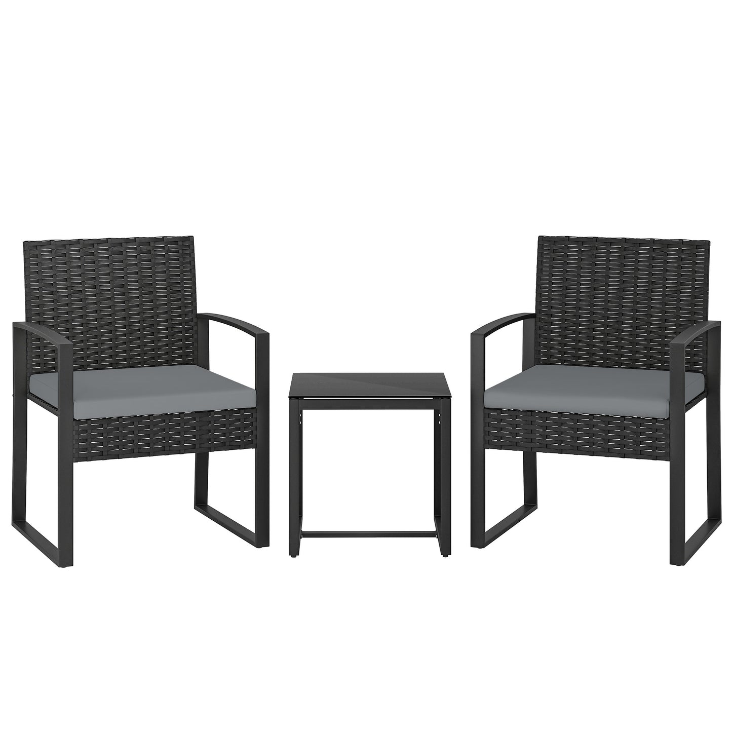 Outsunny Muebles De Jardín Con 2 Sillas Con Cojines Lavables Y Mesa De Vidrio_0