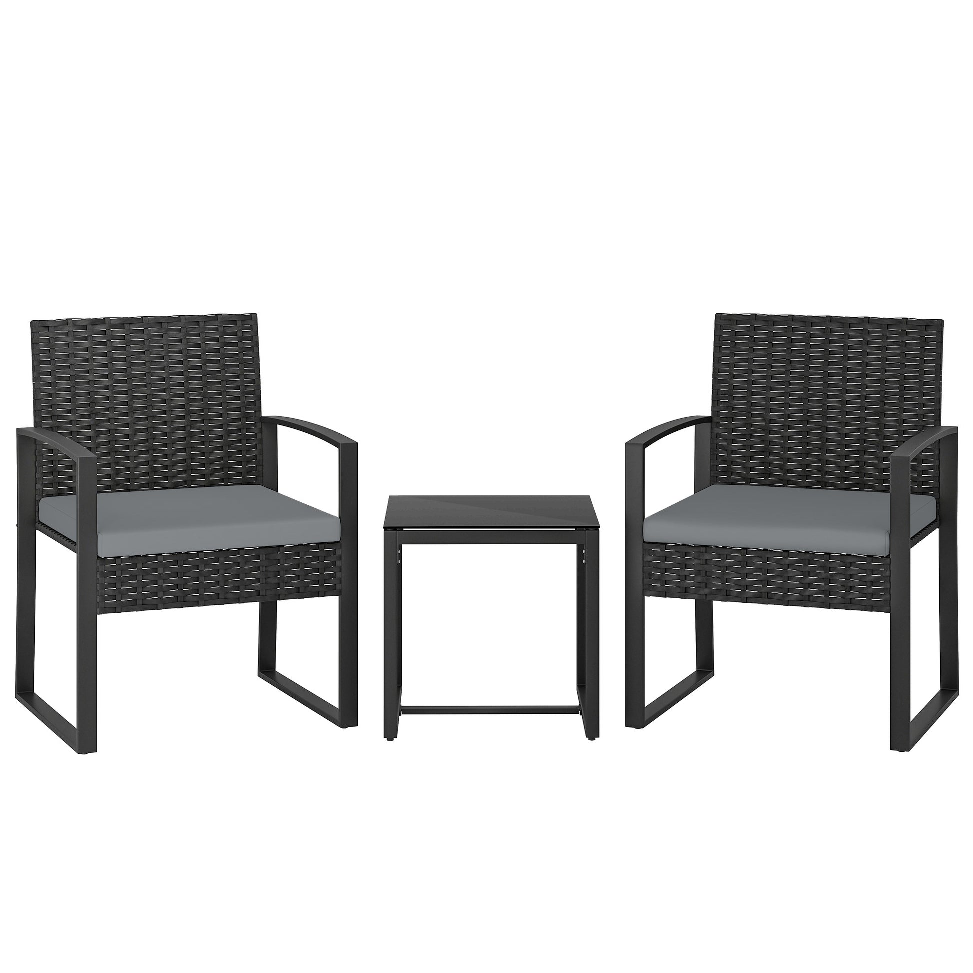 Outsunny Muebles De Jardín Con 2 Sillas Con Cojines Lavables Y Mesa De Vidrio_0