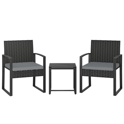 Outsunny Muebles De Jardín Con 2 Sillas Con Cojines Lavables Y Mesa De Vidrio_0