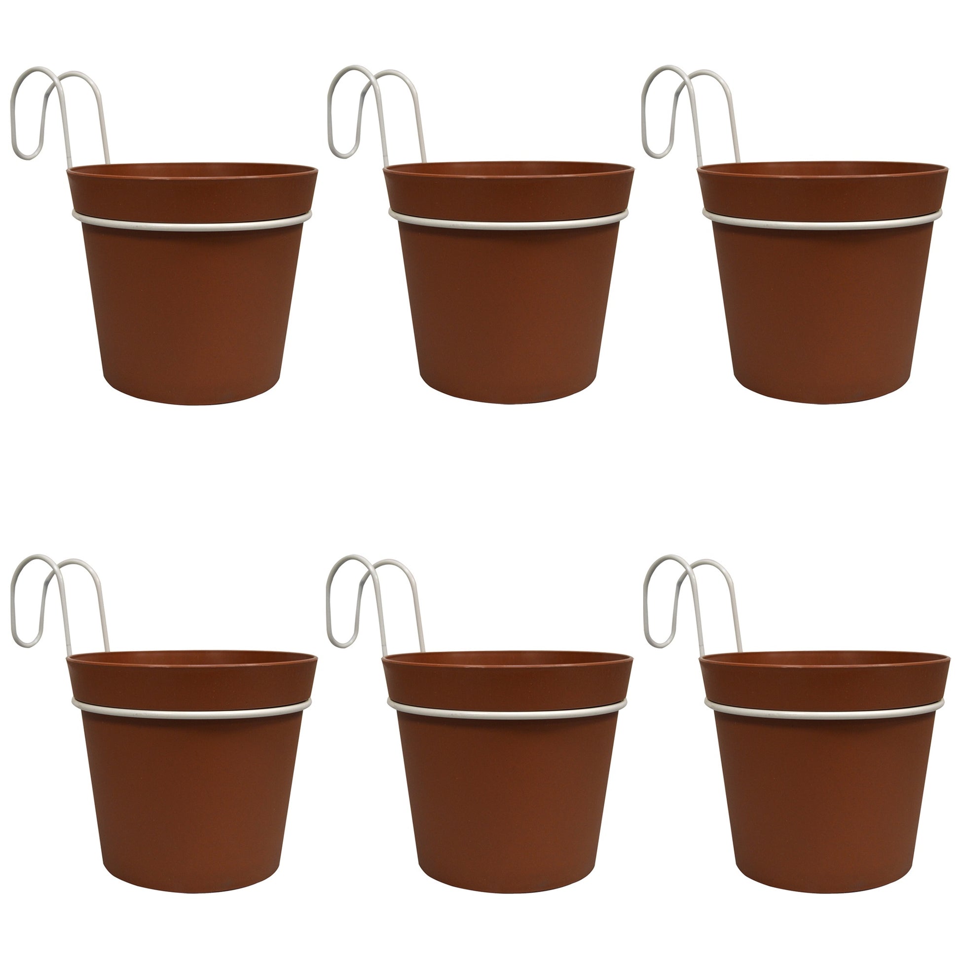 6 Macetas Cilíndricas Ø 10 Cm Con Ganchos, De Polipropileno