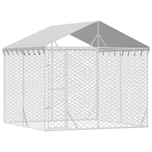 Vidaxl Perrera De Exterior Con Techo Acero Galvanizado Plata 3x3x2,5 M_0