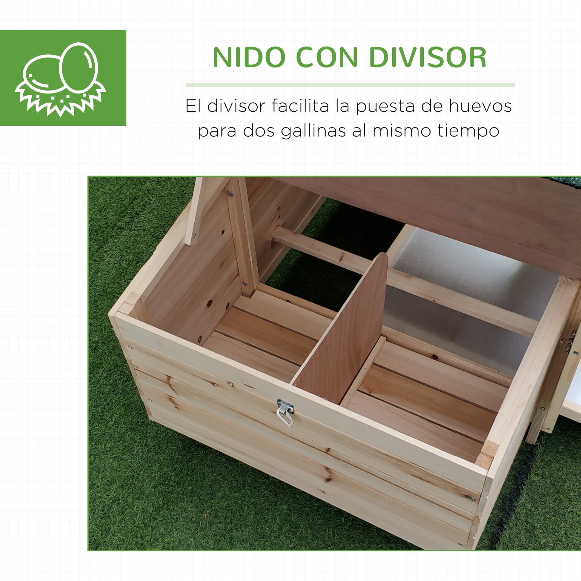 Pawhut Gallinero De Madera Con Caja Nido Espacio Para Correr 196x76x97cm Natural_5