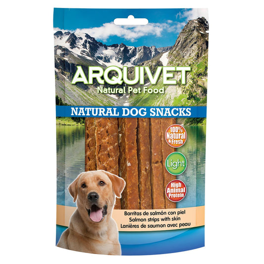Snack natural para perros Barritas de salmon con piel  Arquivet 1 Kg
