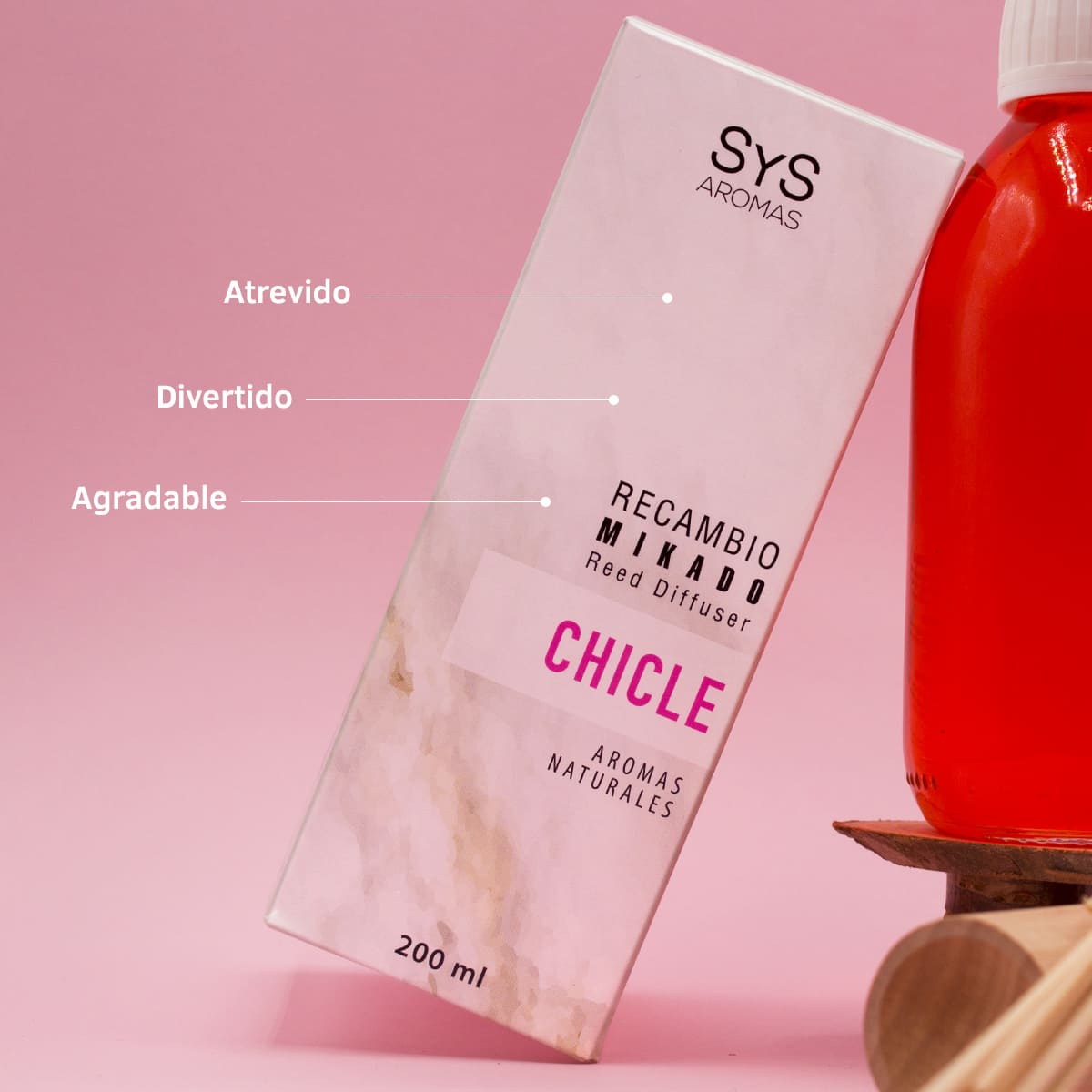 Recambio Mikado Chicle Mármol SYS Aromas 200 ml | Con Palos | Aroma Dulce y Afrutado | Alegre_2