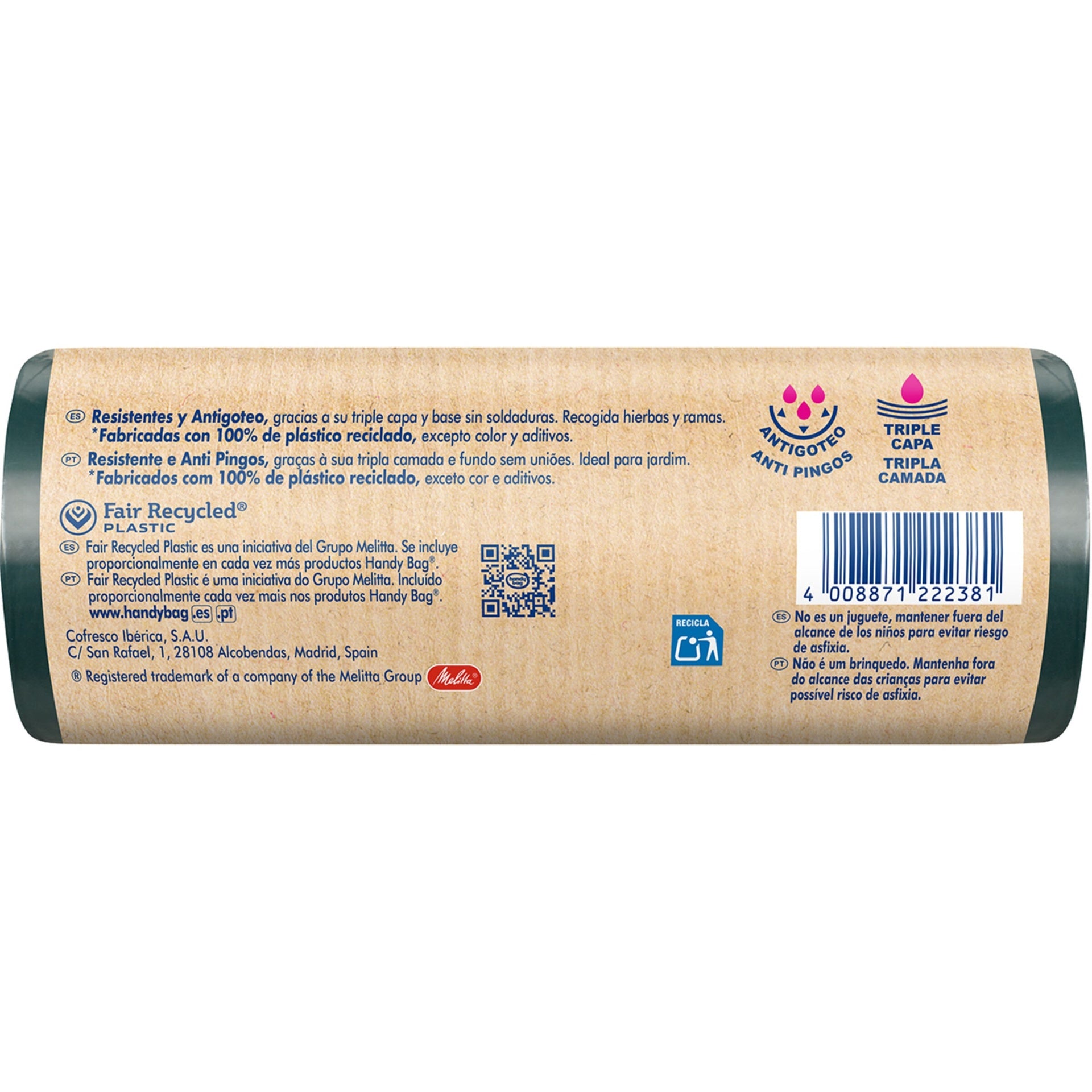 Bolsas basura Jardín 100L Handy Bag 8 uds 100% recicladas