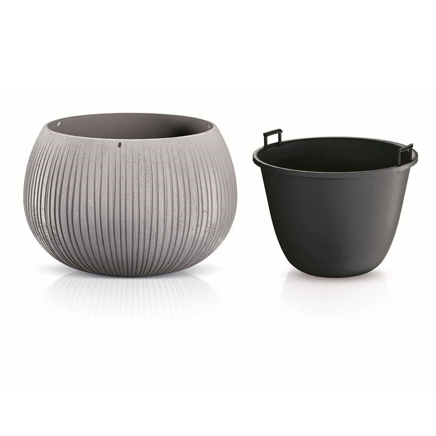 Prosperplast Beton Bowl De Plástico Con Depósito En Color Cemento, 13,6 (alto) X 18 (ancho) X 18 (profundo) Cms_2