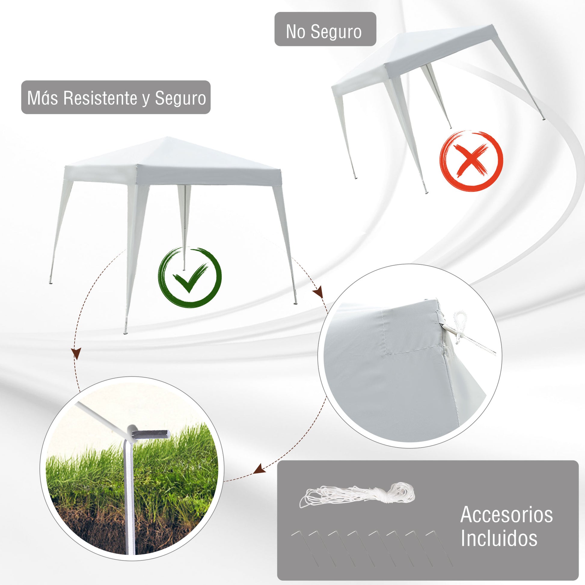Outsunny Carpa Plegable 2,4x2,4 M De Jardín Diseño Pop Up De Acero Y Tela_5